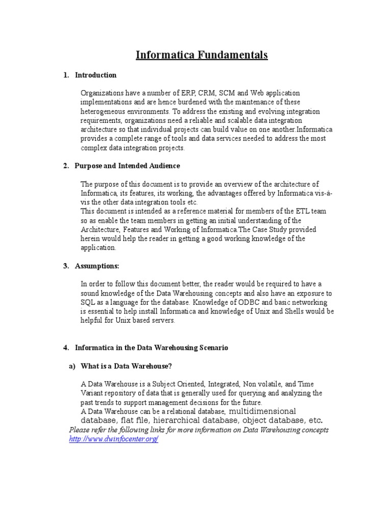 Informatica Data Integration Overview | PDF | Data Warehouse | Metadata