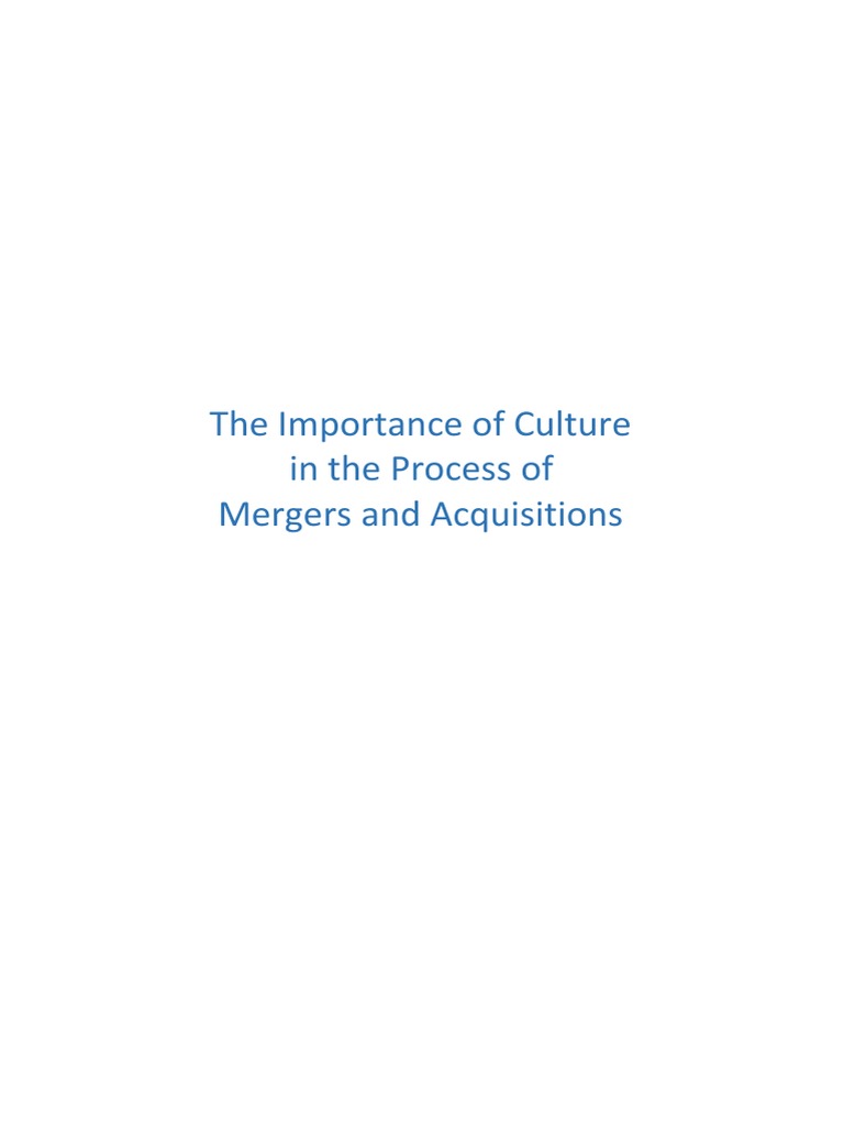 Cultural Impact on Mergers & Acquisitions | PDF | Mergers And ...