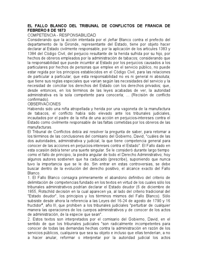 El Fallo Blanco de 1873 en Francia | PDF | Estado (política) | Caso de ley