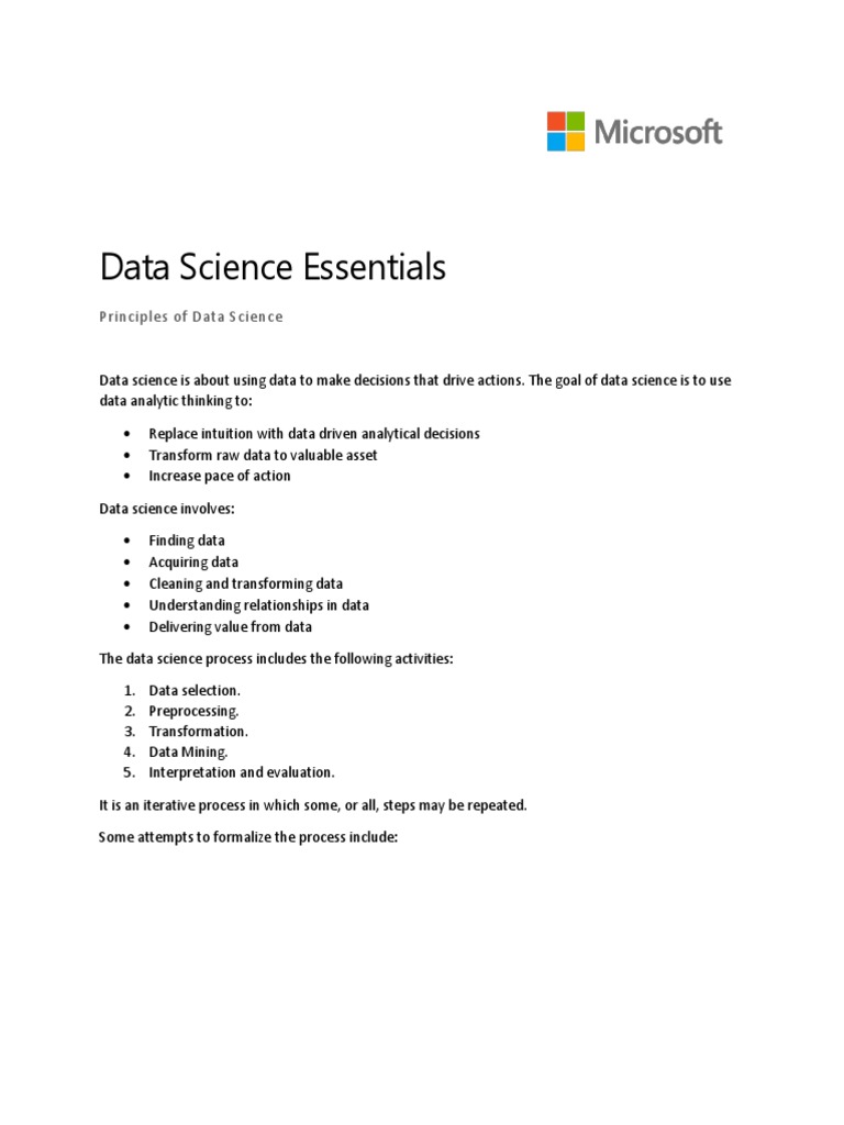 Principles of Data Science Explained | PDF | Data Mining | Data