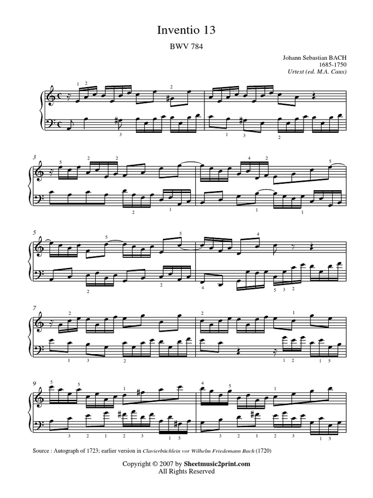 Invention 13 BWV 784 | PDF | Art