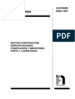 COVENIN 2000-1-87 (Codificación y Medición. Carreteras)