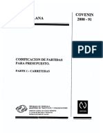 COVENIN 2000-1-91 (Codificación. Parte 1. Carreteras)