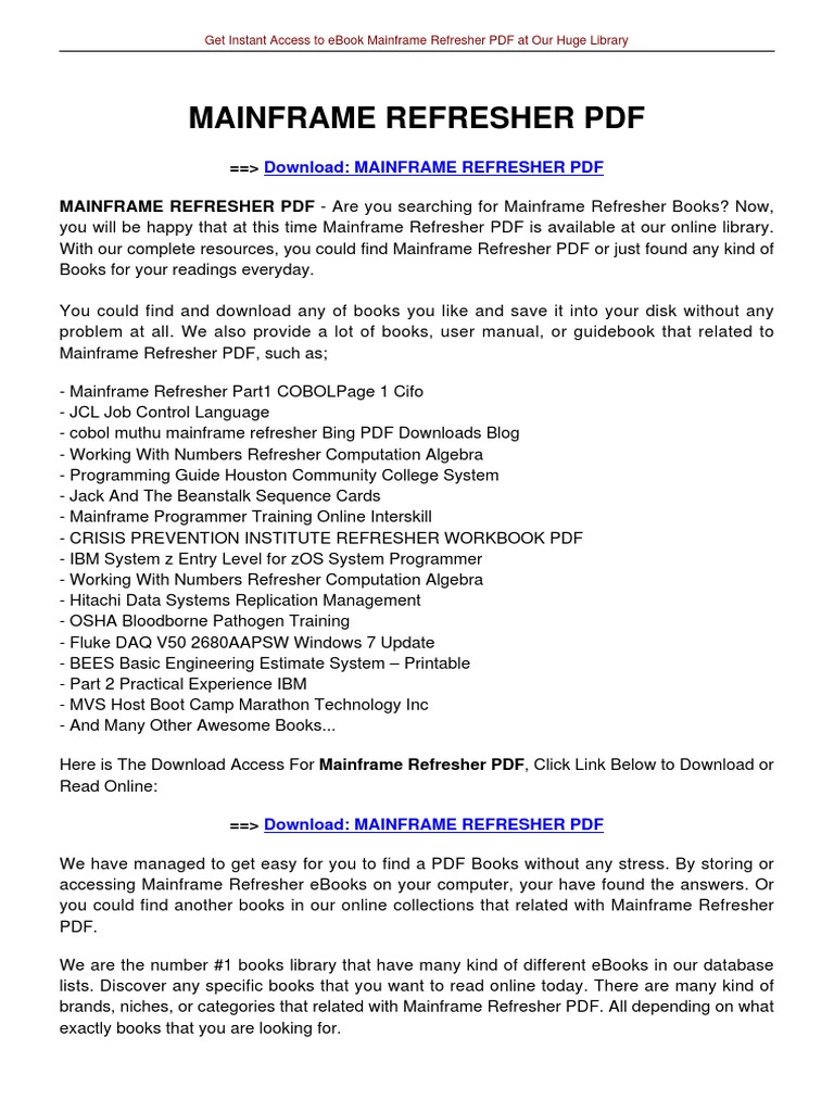 Mainframe Refresher By Muthu