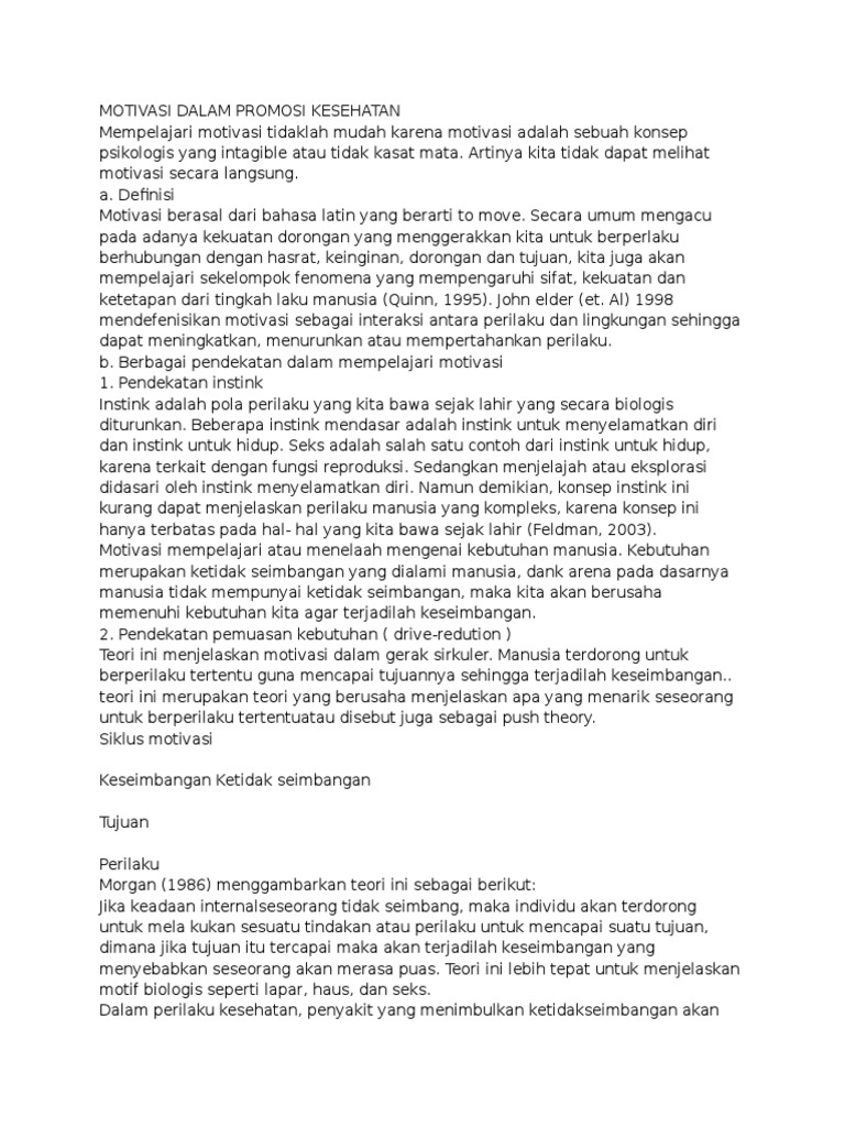 Motivasi Dalam Promosi Kesehatan