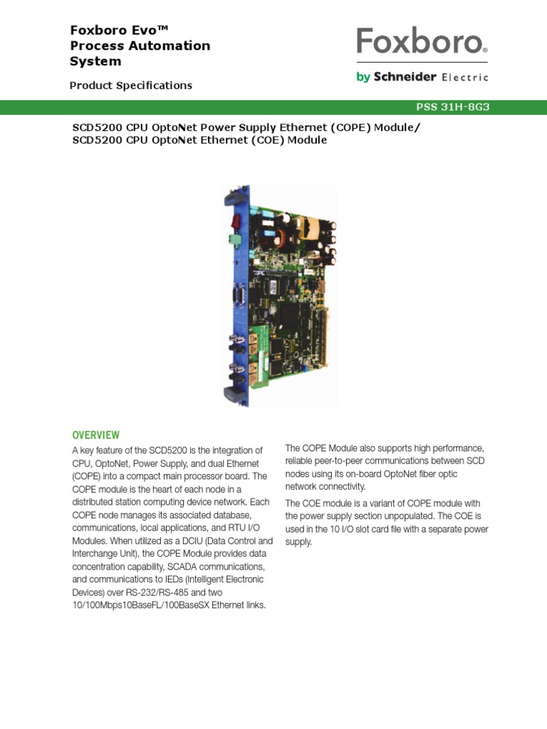 SCD5200 CPU OptoNet Power Supply Ethernet (COPE) Module | PDF ...