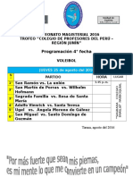Campeonato Magisterial 2016-Programación 4° Fecha - Voleibol