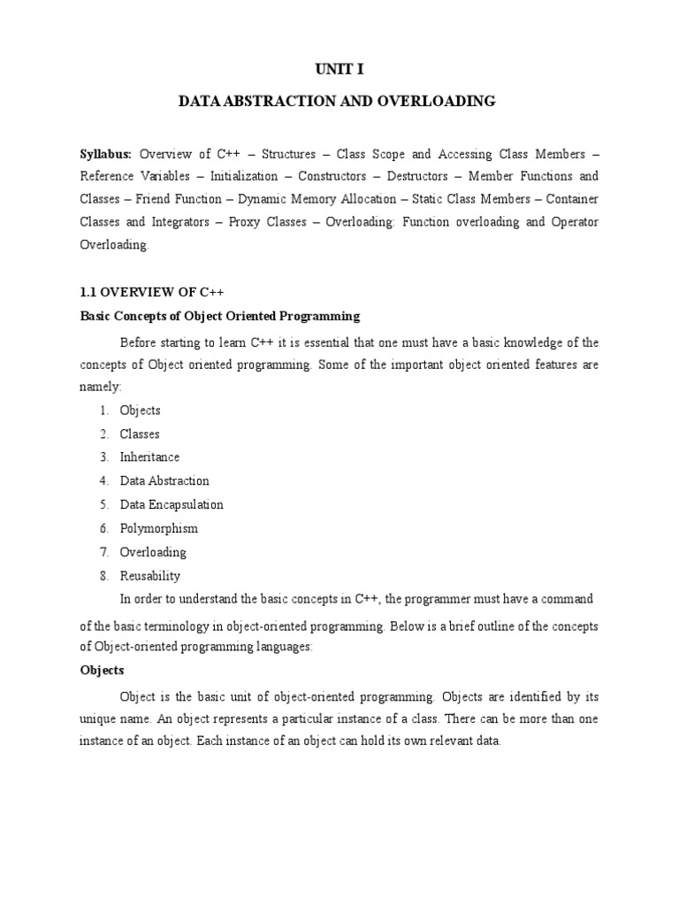 Oops Ds Notes | PDF | Class (Computer Programming) | Constructor ...