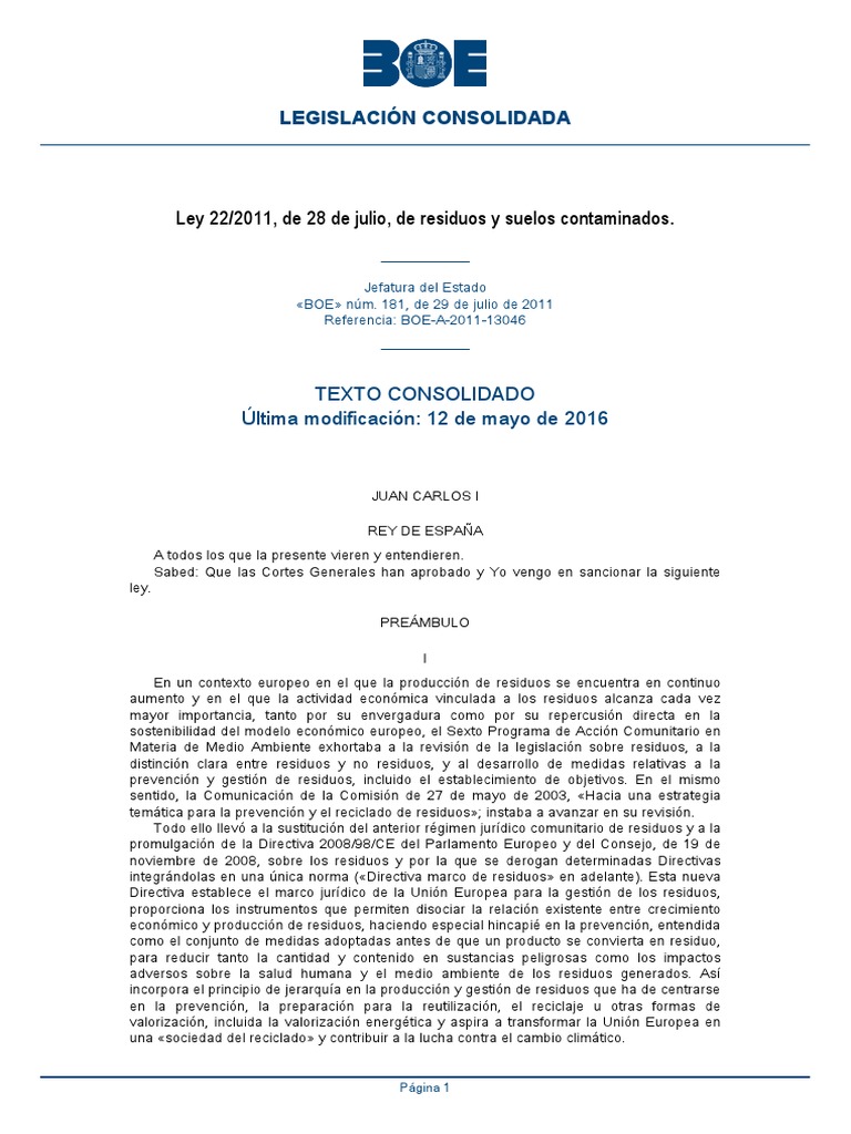 Ley 22_2011 de Residuos y Suelos Contaminados CONSOLIDADO 2016