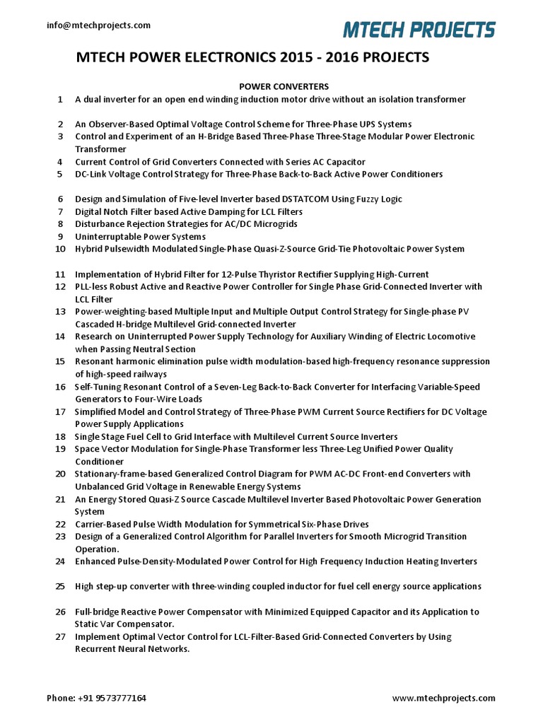 MTECH Power Electronics Projects 2015-2016 | PDF | Power Inverter ...