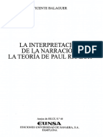 Balaguer Vicente - La Interpretación de La Narración - La Teoría de Paul Ricoeur