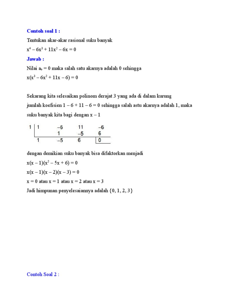 Contoh Soal Dan Jawaban Polinomial Jawaban Soal
