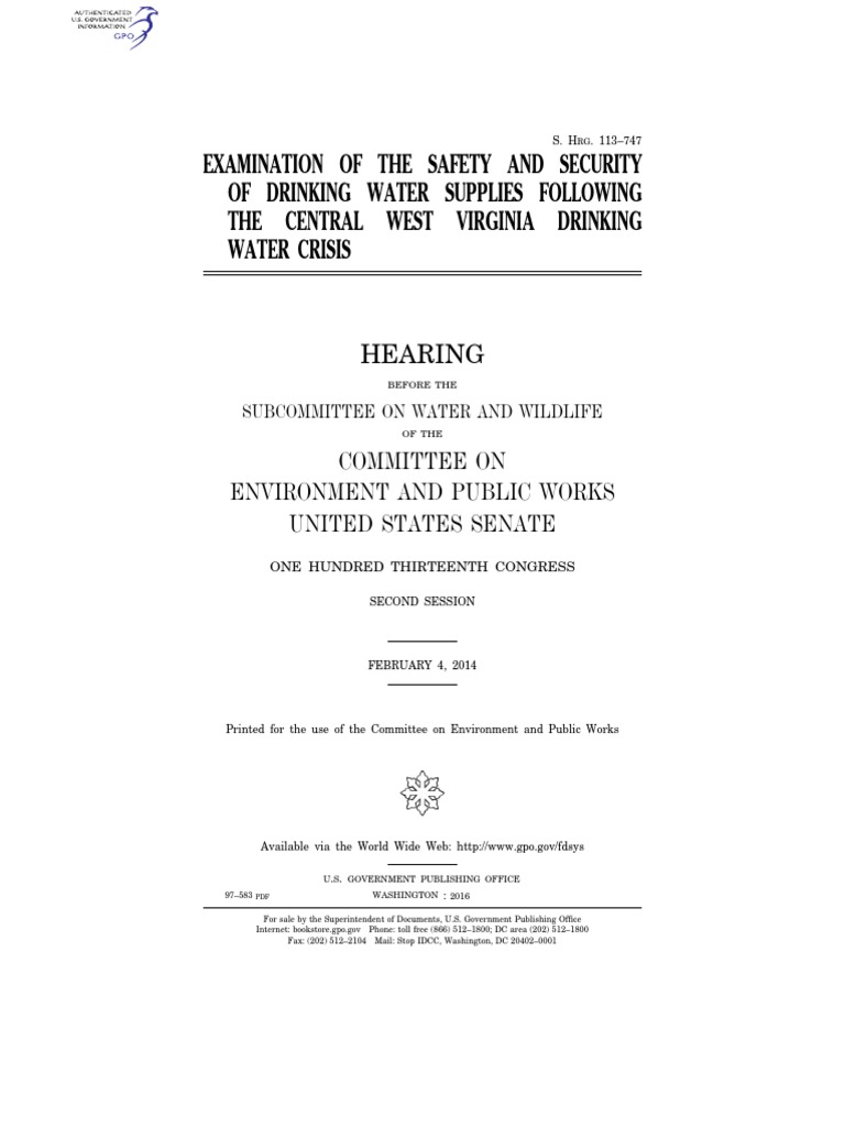 Examination of The Safety and Security of Drinking Water Supplies