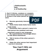 You Can't Win An Argument: 1. Being Enthusiastic 2. Be Sharp 3. Figure of Authority