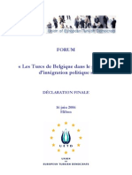 UETD FORUM - Les Turcs de Belgique Dans Le Processus D'intégration Politique - Déclaration Finale