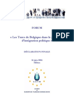 UETD FORUM - Les Turcs de Belgique dans le processus d'intégration politique - Déclaration finale