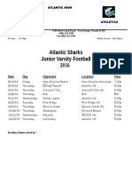 JV Football Schedule 2016