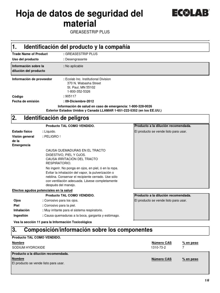 Greasestrip Plus PDF Agua Química