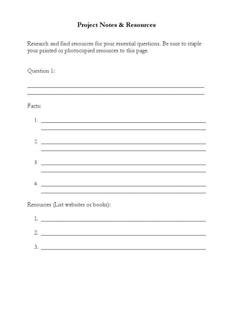 Project Research Notes Template | PDF