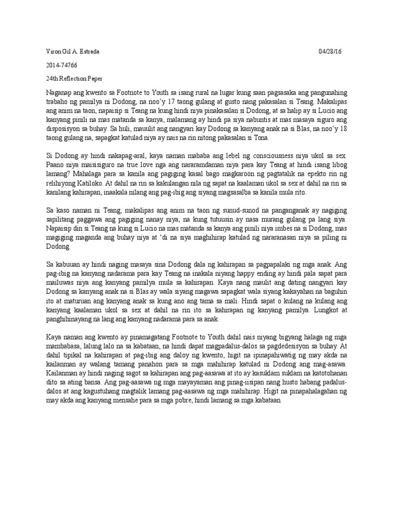 24th Reflection Paper | PDF