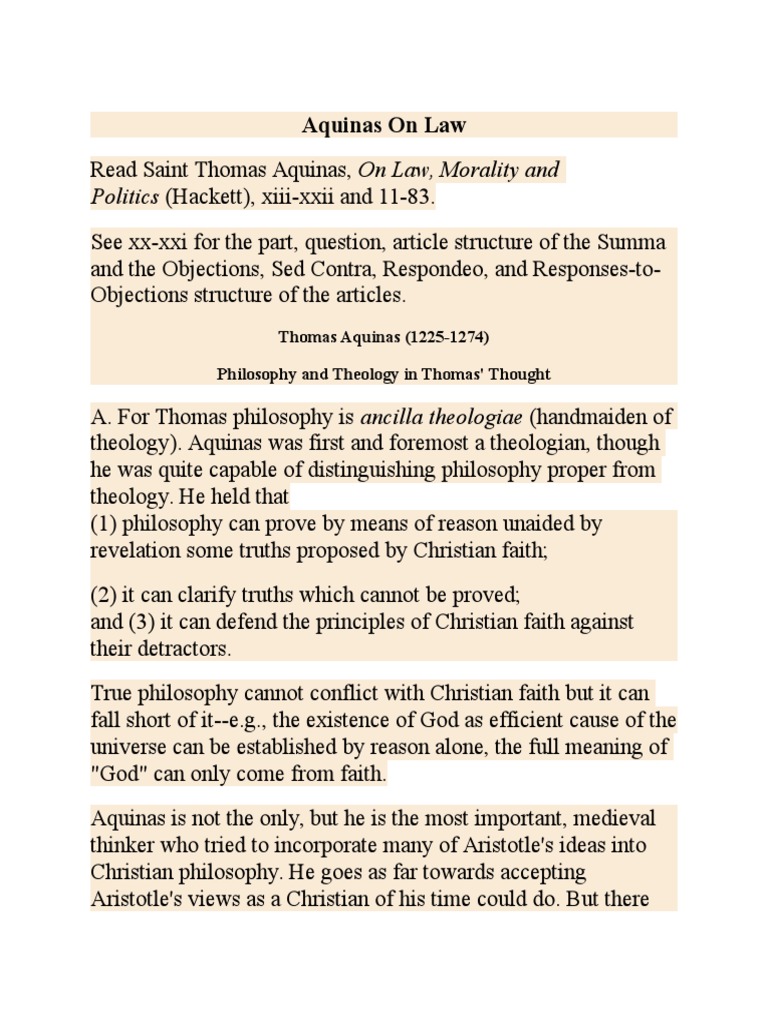 Aquinas on Law | Thomas Aquinas | Theology