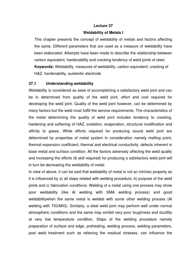 Weldability of Metals NPTEL PDF Heat Treating Steel