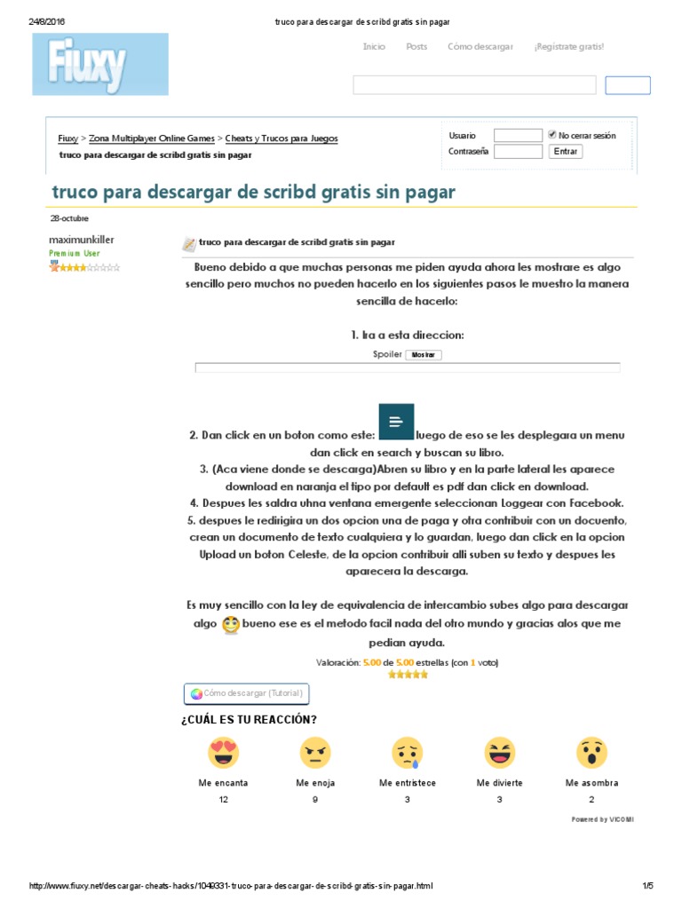 Truco Para Descargar De Scribd Gratis Sin Pagar Tecnologia Digital Computadoras