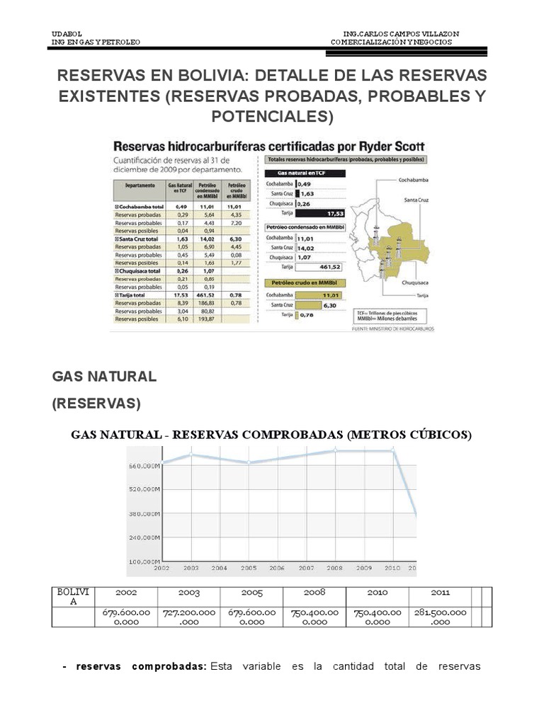 Reservas de Gas Natural en Bolivia | PDF | Petróleo | Bolivia