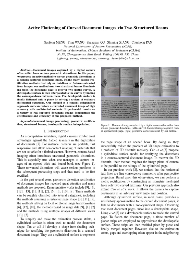 Active Document Image Flattening | PDF | Image Scanner | Geometry