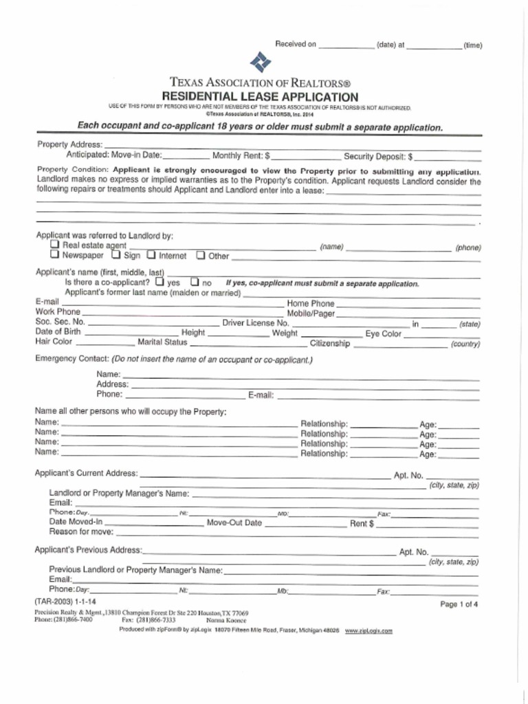 Texas Residential-Lease-Application | PDF