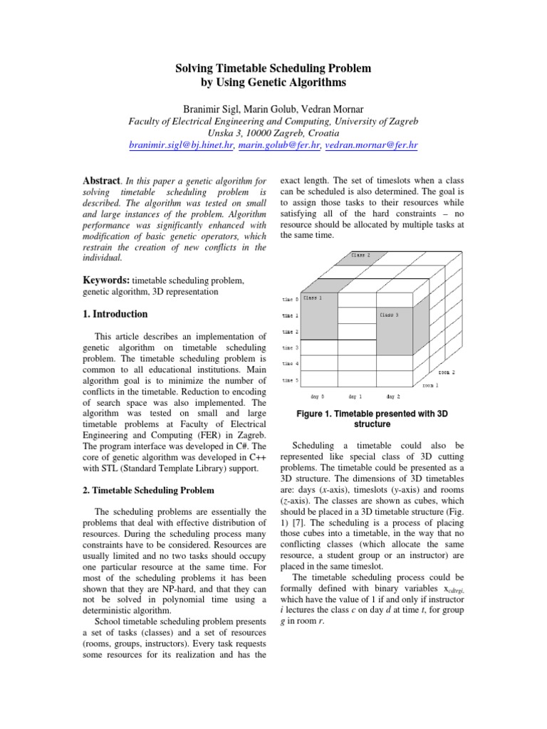 Solving Timetable Scheduling Problem by Using Genetic Algorithms | PDF ...