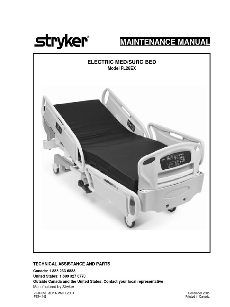 Stryker FL28EX Hospital Bed Service Manual PDF Electrical