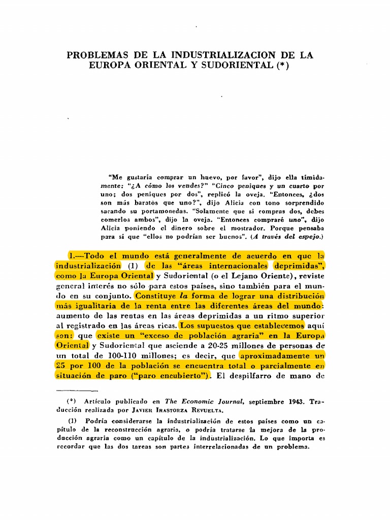 Rosenstein Rodan 1943 Big Push Industrialización Industrias