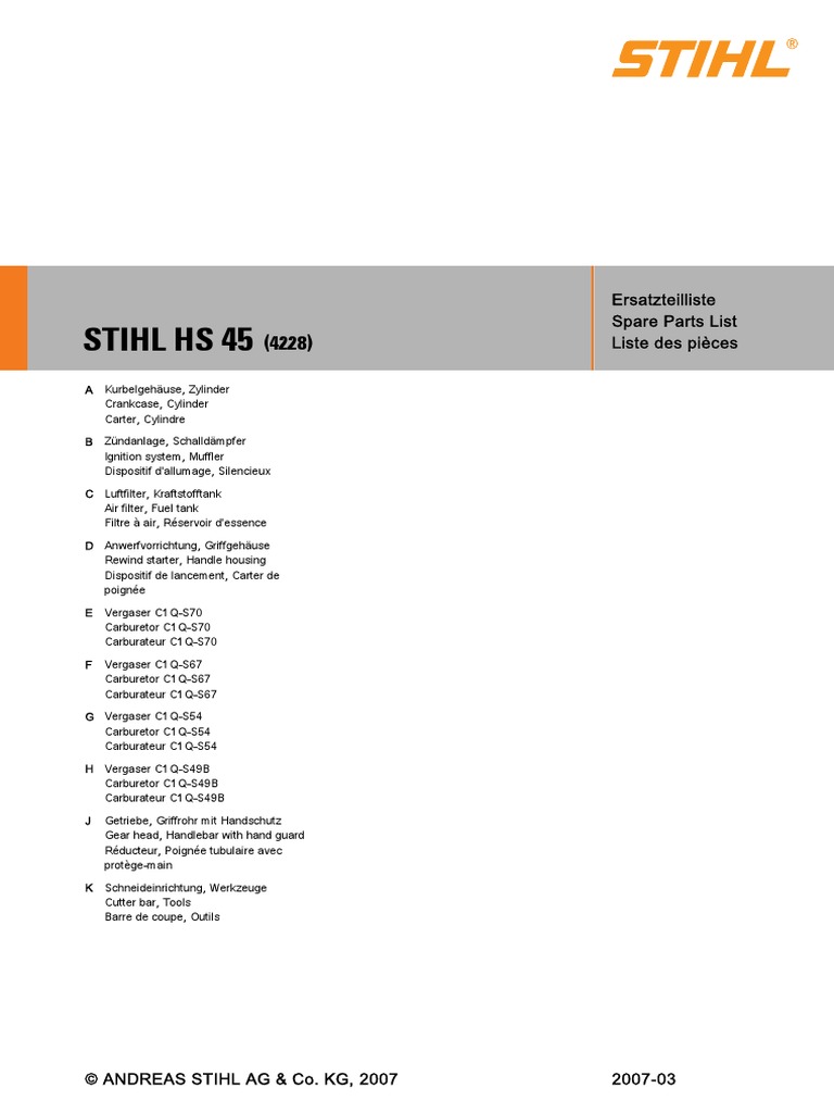 Stihl-Hs45 Parts Diagram | PDF | Sécurité | Informatique et ...
