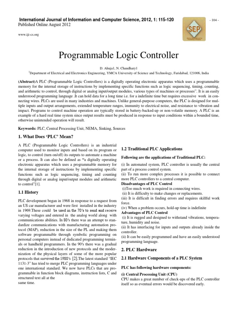 Programmable Logic Controller PDF Programmable Logic Controller Computer Program