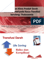 Pemakaian Klinis Produk Darah Leukodepleted pada Kasus Transfusi Berulang: Thalassemia