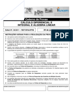 Prova de Cálculo Diferencial e Álgebra Linear do IFRN