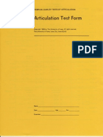 Arficulafion Test Form: Templin - Darley Tests of Articulation