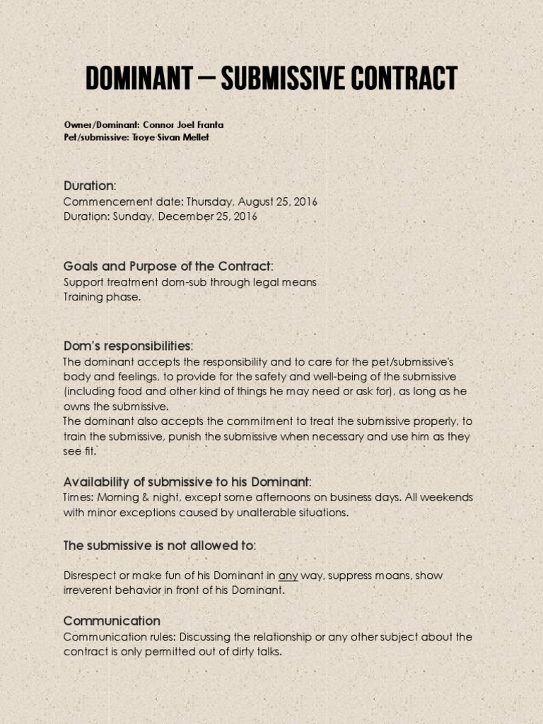 Contract | PDF | Dominance And Submission | Psychological Concepts