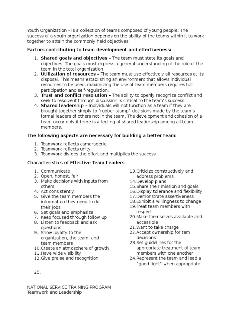 Building Effective Youth Teams: Factors Contributing to Team ...