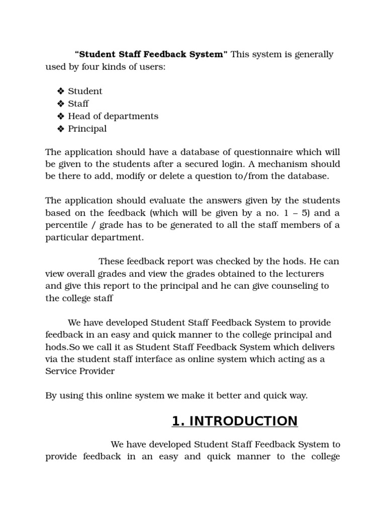 Student Staff Feedback System | PDF | Application Software ...