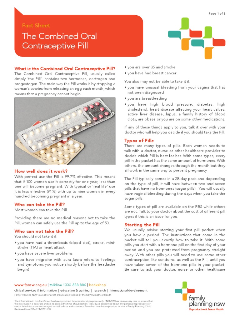 The Combined Oral Contraceptive Pill: Fact Sheet | PDF | Combined Oral ...