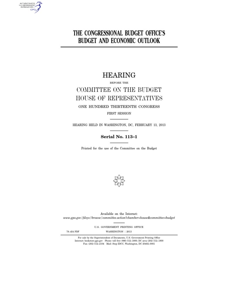 The Congressional Budget Office'S Budget and Economic Outlook | PDF ...