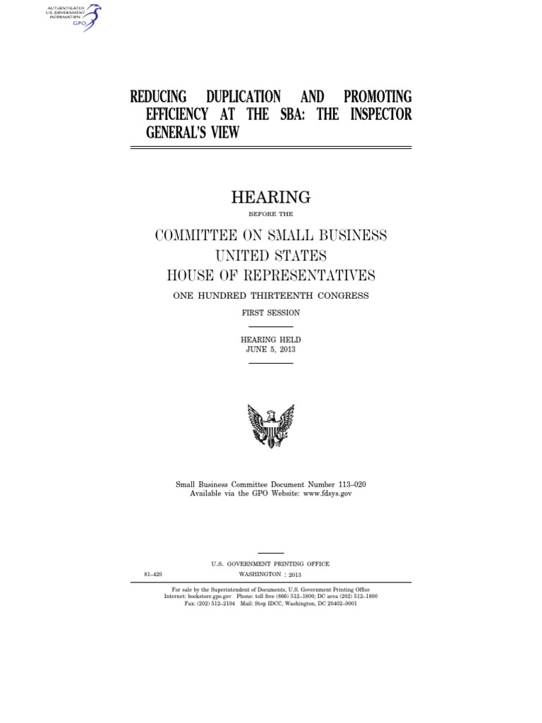 House Hearing, 113TH Congress - Reducing Duplication and Promoting ...