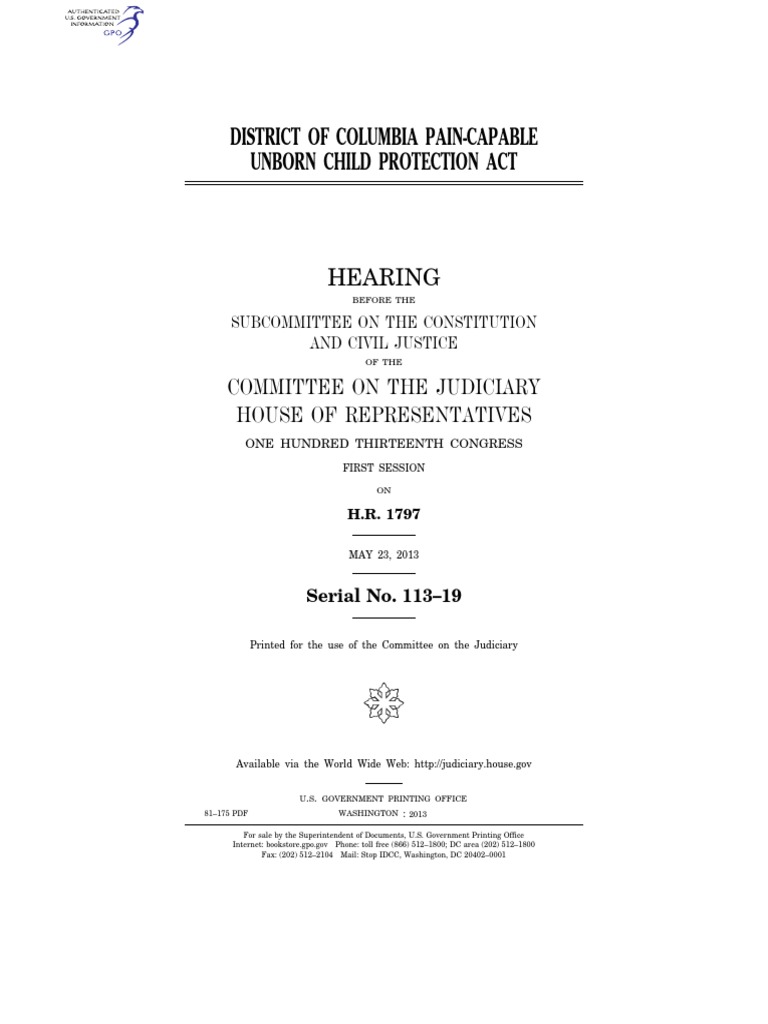 House Hearing, 113TH Congress District of Columbia PainCapable