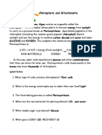 Chloroplasts and Mitochondria Answers