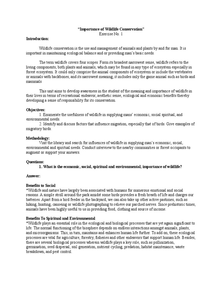 Importance of Wildlife Conservation | PDF | Wildlife | Conservation Biology