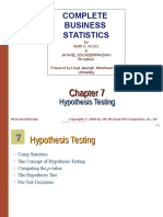 Complete Business Statistics: Hypothesis Testing