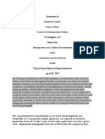 Rosemary Jenks testimony before the Immigration and Claims Subcommittee of the Committee on the Judiciary of the  U S House of Representatives April 30, 1997