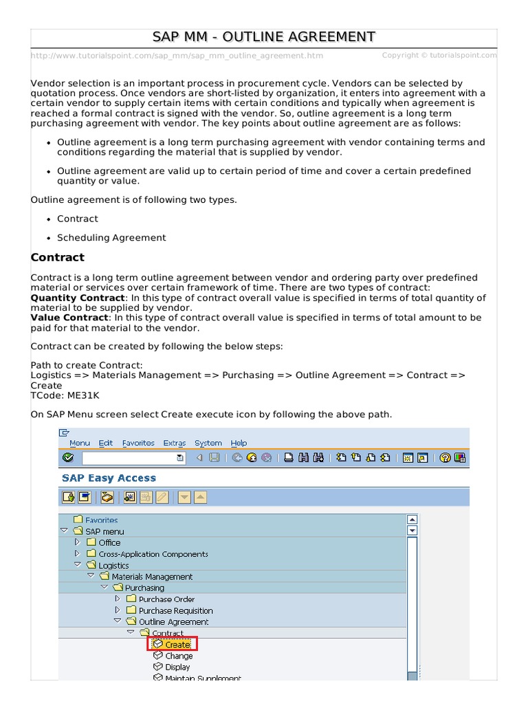 Sap Outline Agreement Template | Sap Mm Outline Contract – VQTZLH